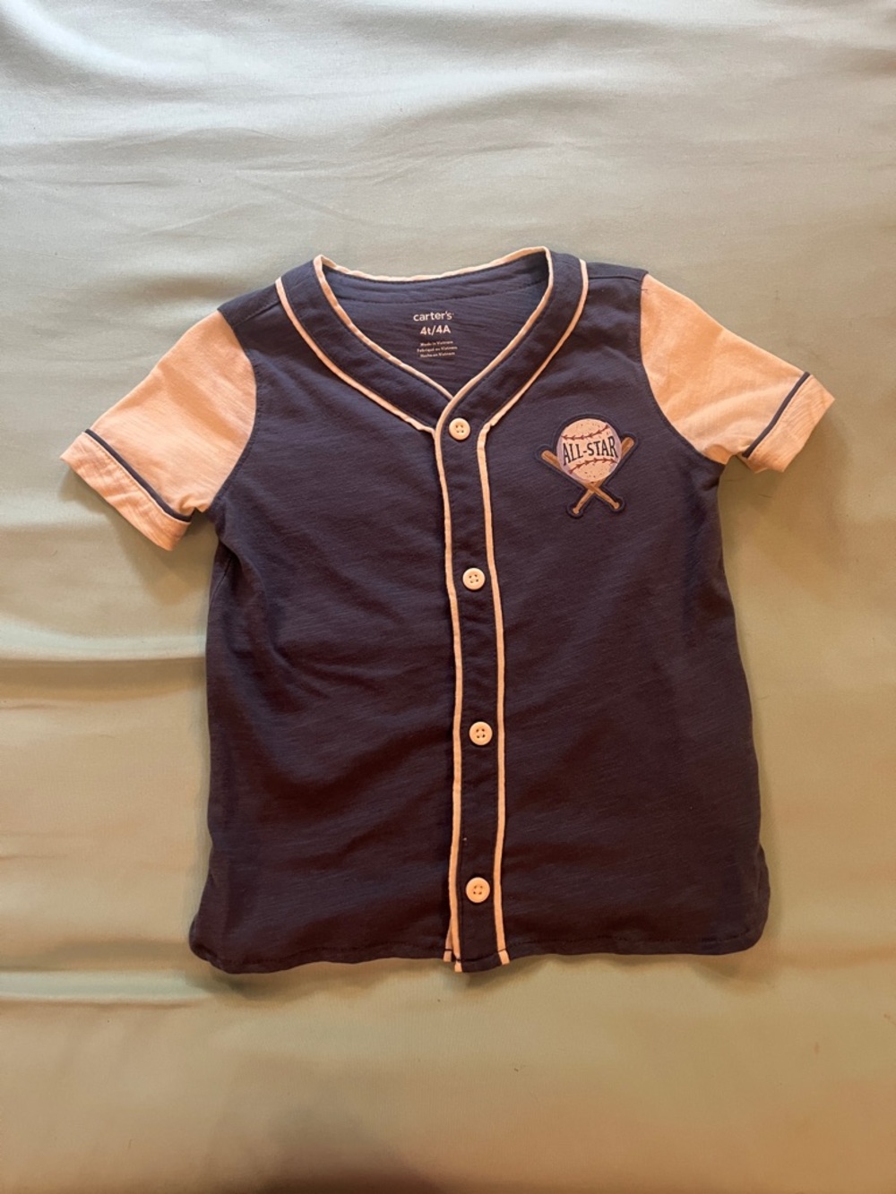 Carter's Blue and Cream Baseball Button-Front Shirt